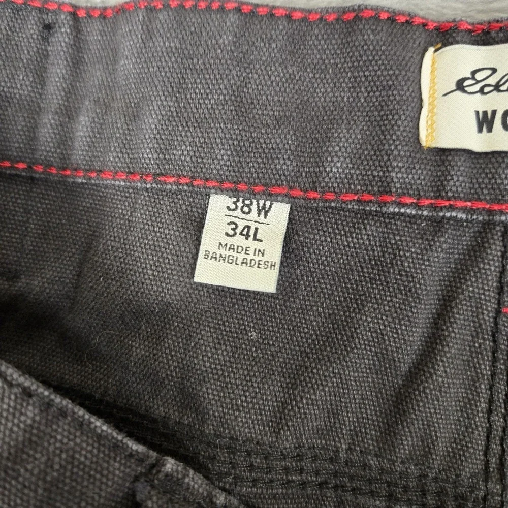 Eddie Bauer Jeans Mens 38x34 Black Canvas Stretch Classic Fit Straight‎ Workwear